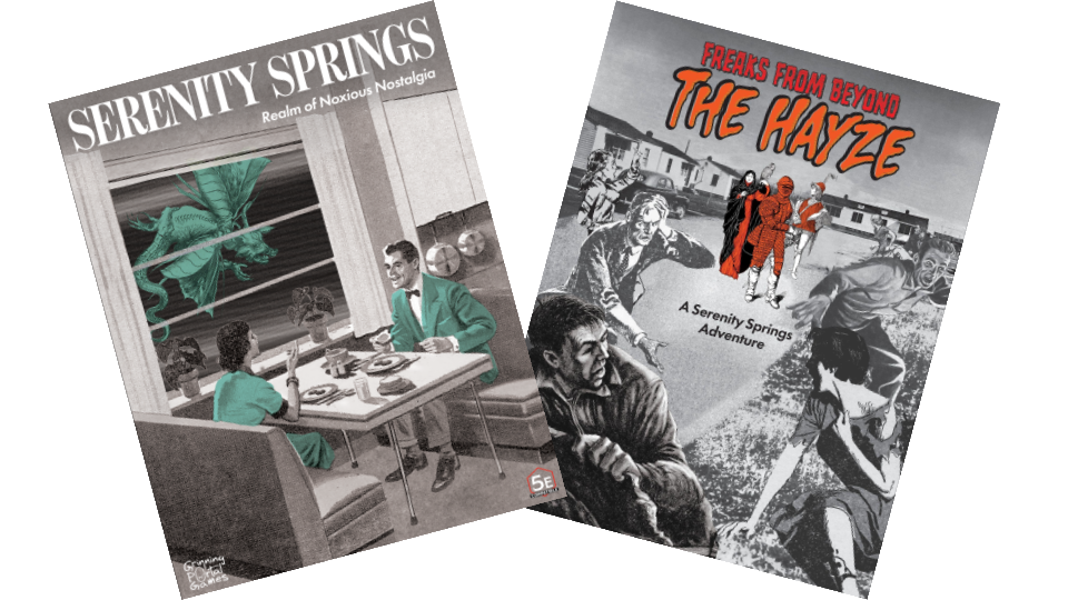 Two different cover arts. One for Serenity Springs and one for Freaks From Beyond the Hayze