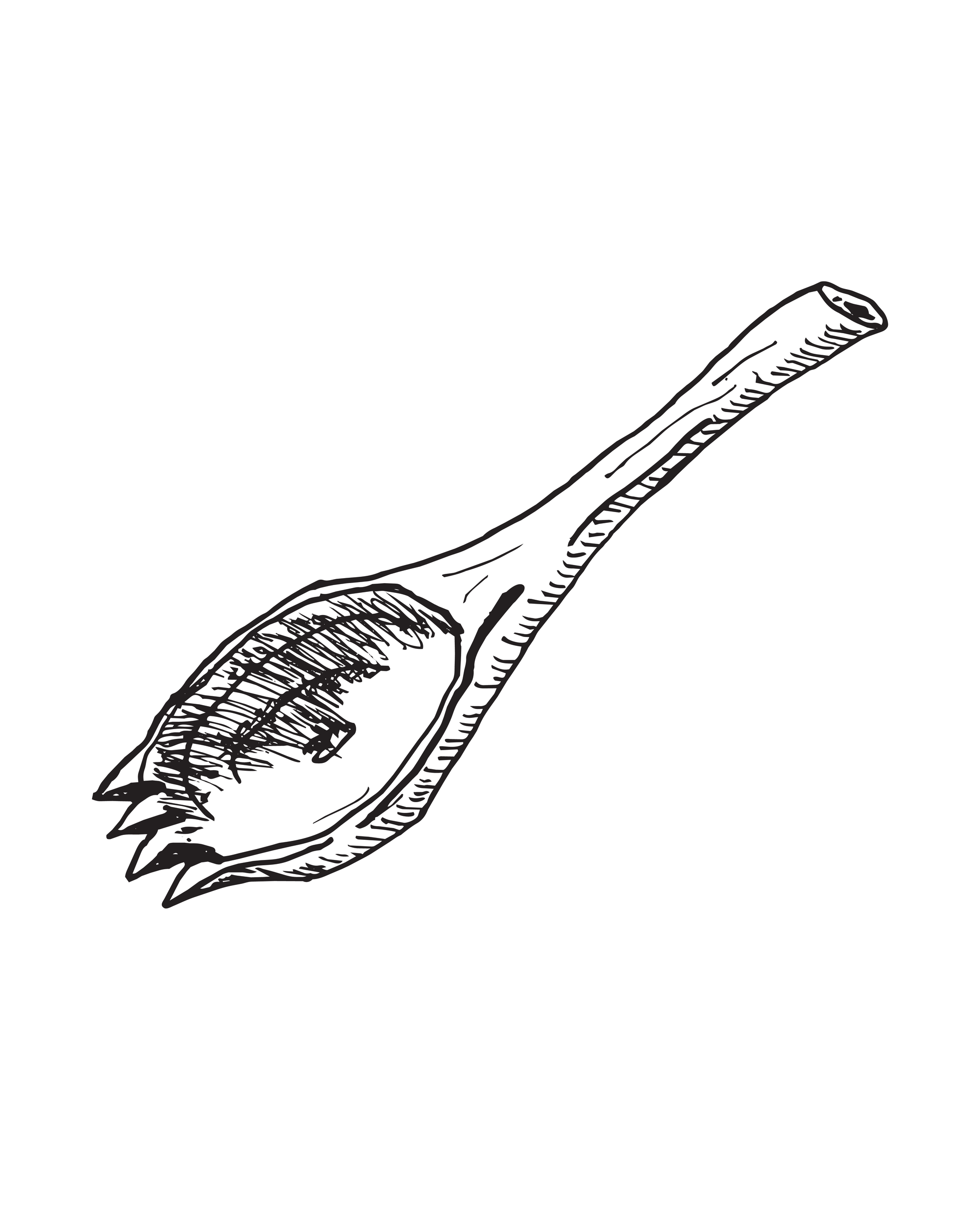 a picture of a wood-carved spork, referred to in-setting as a "toothspoon"