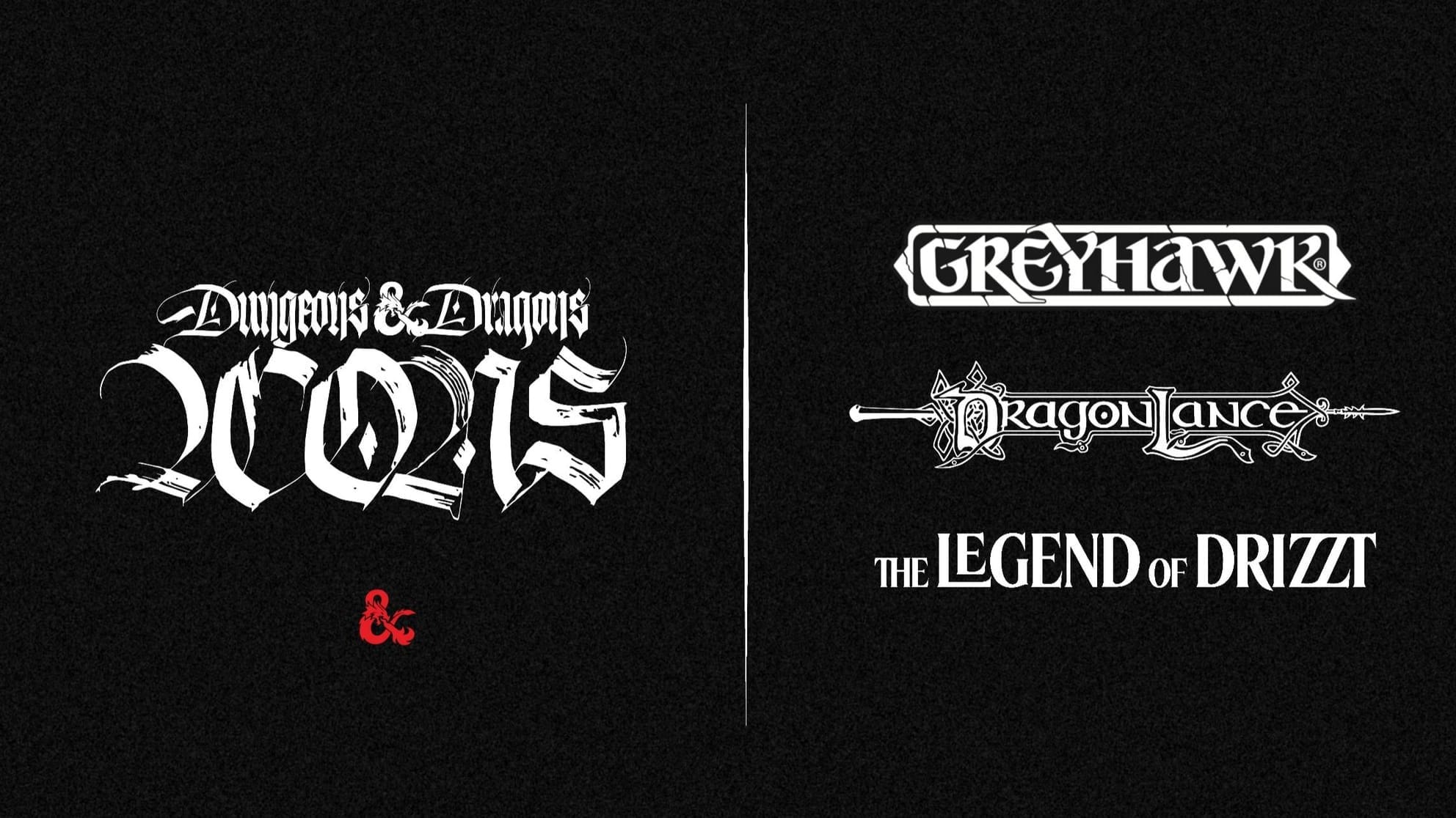 Promotional image for D&D Icons. Text includes aforementioned title, plus Greyhawk, Dragonlance and The Legend of Drizzt.