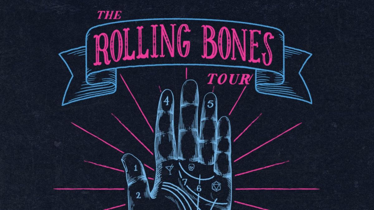 The Rolling Bones Tour poster with D&D themed palmistry art