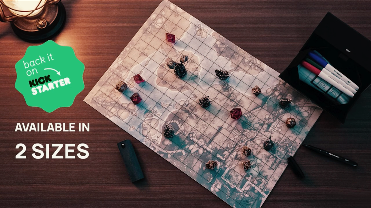 HEYtrace Battle Mat- Traceable Reusable Curl-Free D&D Mat