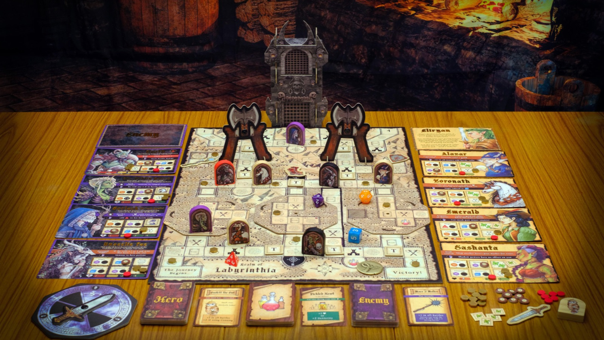 A 80s Inspired Tabletop Game with Moving Labyrinths and Physical Traps