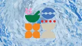 Logo for the Micronesia Climate Change Alliance in green, blue, orange, and beige, over an oil painting of Typhoon Sinlaku. It's a whorl of whites and blues and greys.