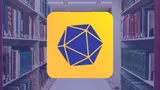 Series Seeker logo, a blue 20-sided die on a yellow background, positioned in front of a photo of an archive room full of books.