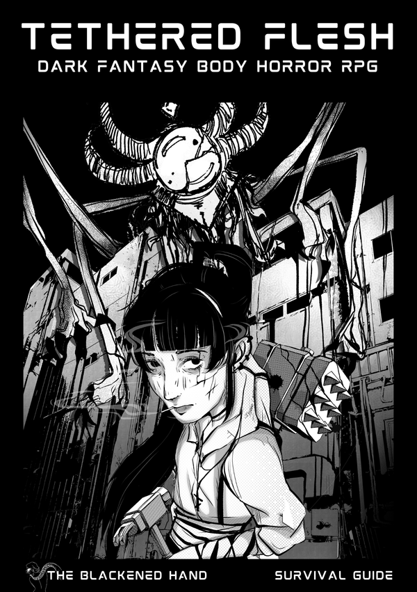 50% Funded on Kickstarter! Tethered Flesh, the first TTRPG from solo indie studio The Blackened Hand