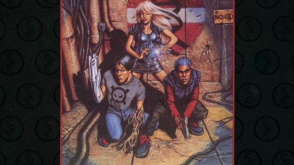 An illustration showing three cyberpunk teens exhibiting superpowers.