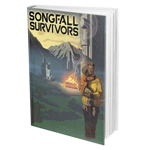 A mockup of a book title Songfall Survivors