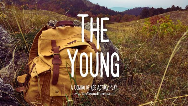"The Young" superimposed over an abandoned rucksack.