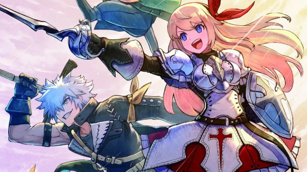 Art from the cover of the Sword World 2.5 boxed set, a manga illustrations of adventurers on the attack.