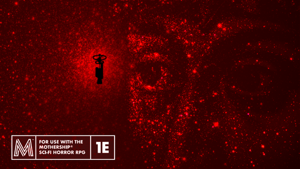 The colony ship Ceres, fixed in the baleful stare of a face overlaid on a background of blood red stars.