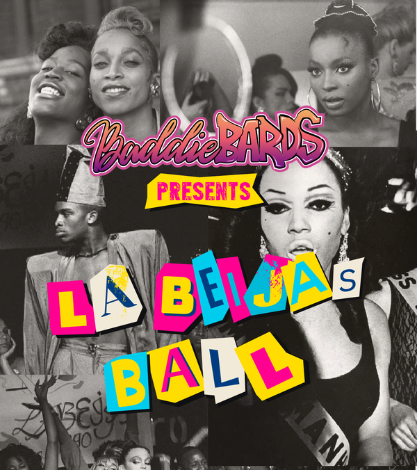 An announcement graphic for BaddieBards charity event, LaBeija's Ball.