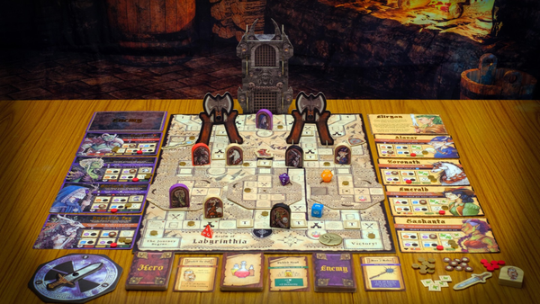 A 80s Inspired Tabletop Game with Moving Labyrinths and Physical Traps