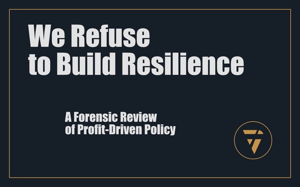 We Refuse to Build Resilience: A Forensic Review of Profit-Driven Policy