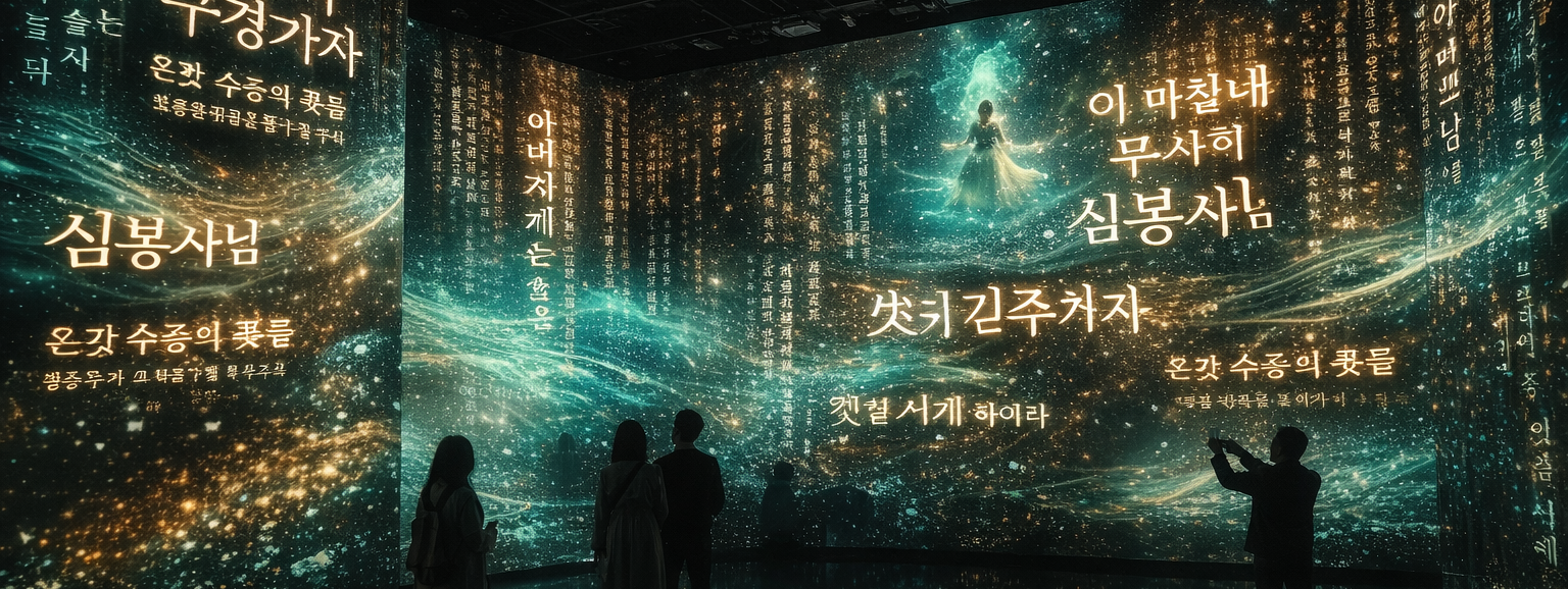 심청전 타이포그래피 미디어아트 연출 이미지