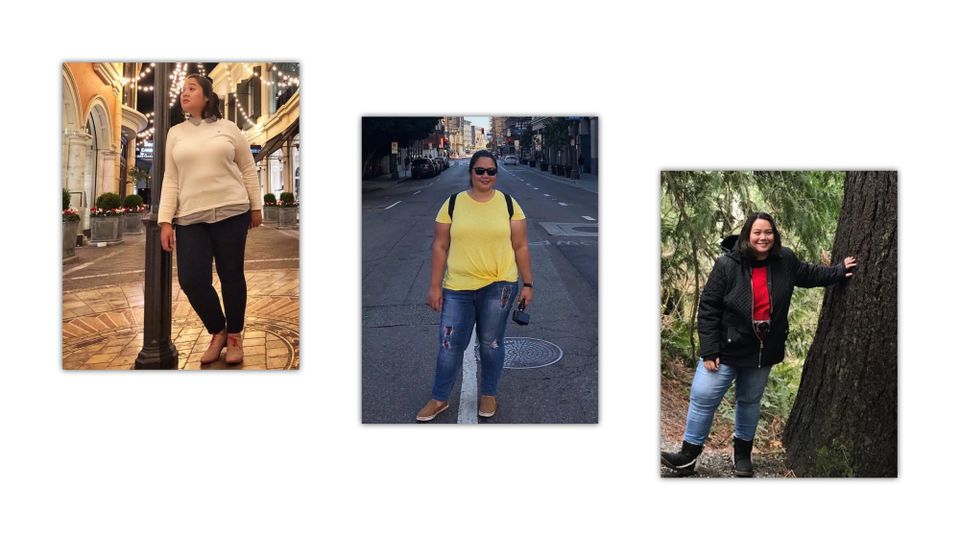 standing under city lights, walking down an empty city street, posing next to a tree on a forest trail