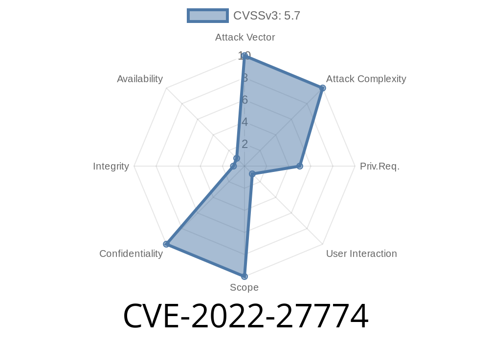 CVE-2022-27774 Credentials could be leaked when HTTP(S) redirects are used with authentication.
