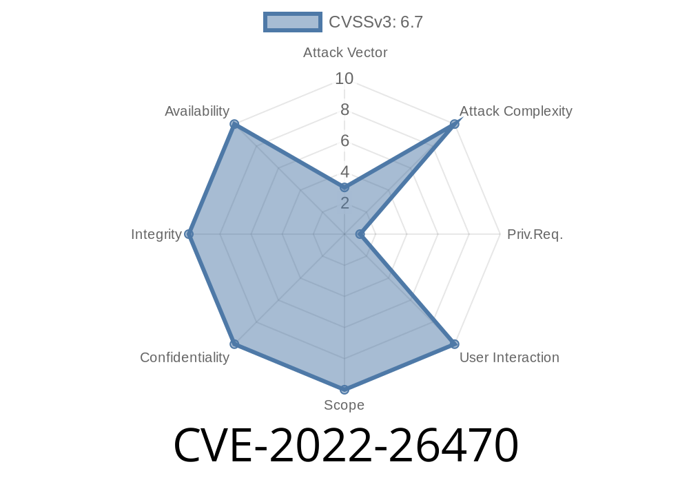 CVE-2022-26470 An out of bounds write could lead to local escalation of privilege with System privileges. User interaction is not needed for exploitation.