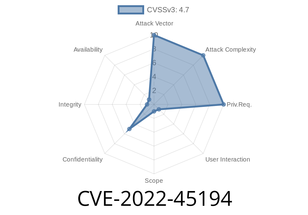CVE-2022-45194 CBRN-Analysis before 22 allows XXE attacks, leading to NTLMv2-SSP hash disclosure.