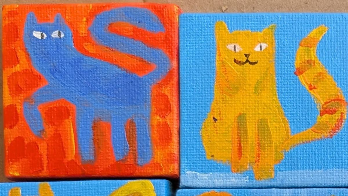 tiny paintings of cats