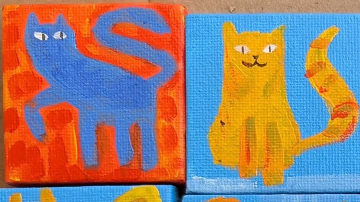 tiny paintings of cats