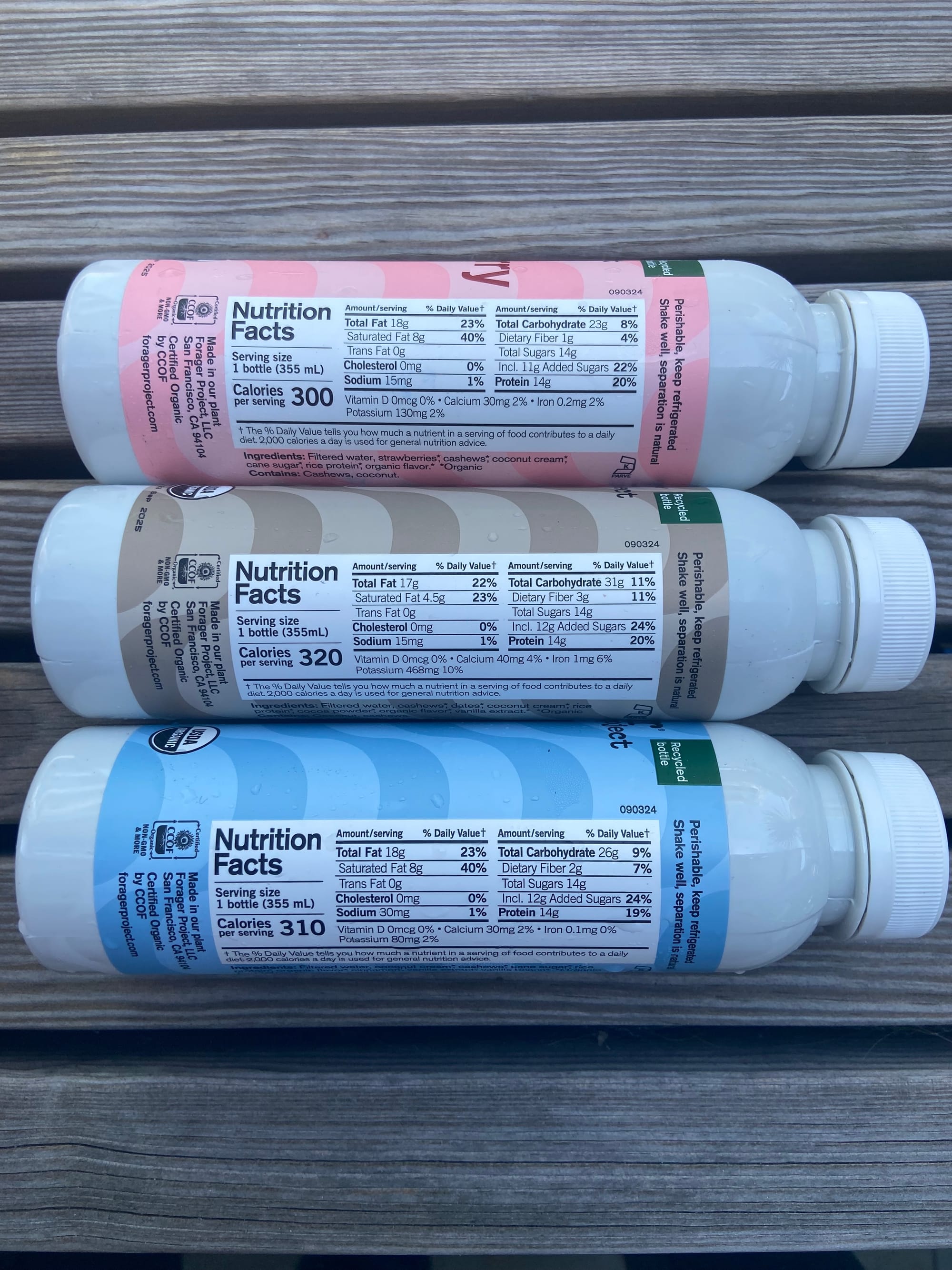 Forager Project shakes' Nutrition Facts labels