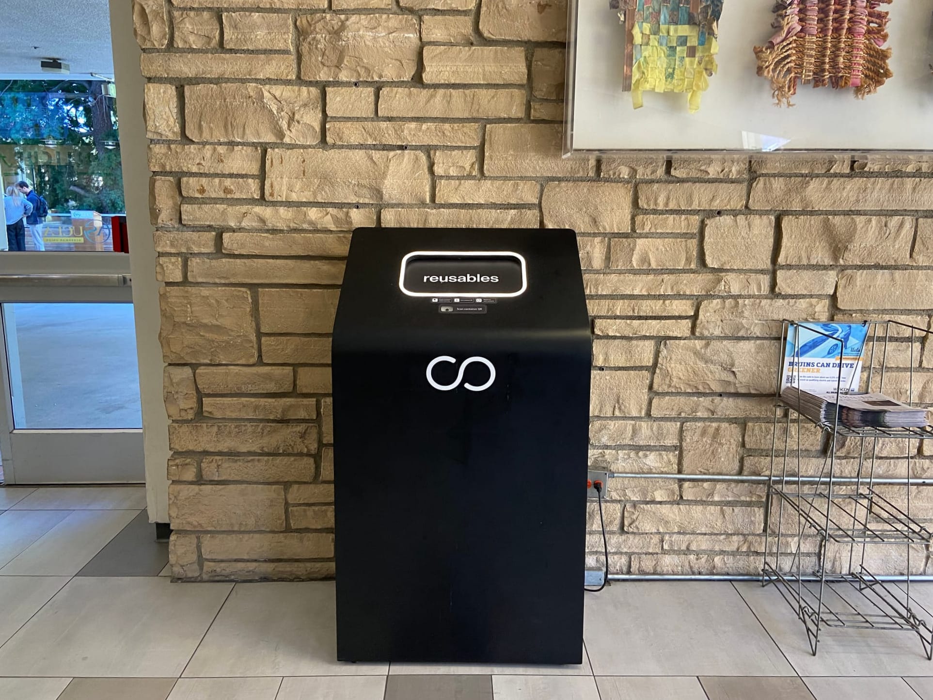 A Reusables drop-off bin at UCLA's Ackerman Union