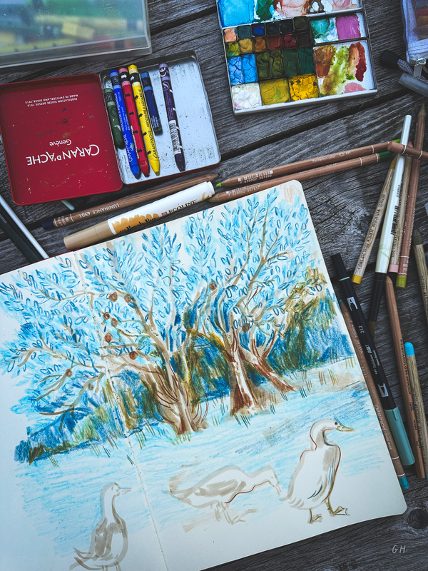 September Sketchbook: Evening Page & The Flock