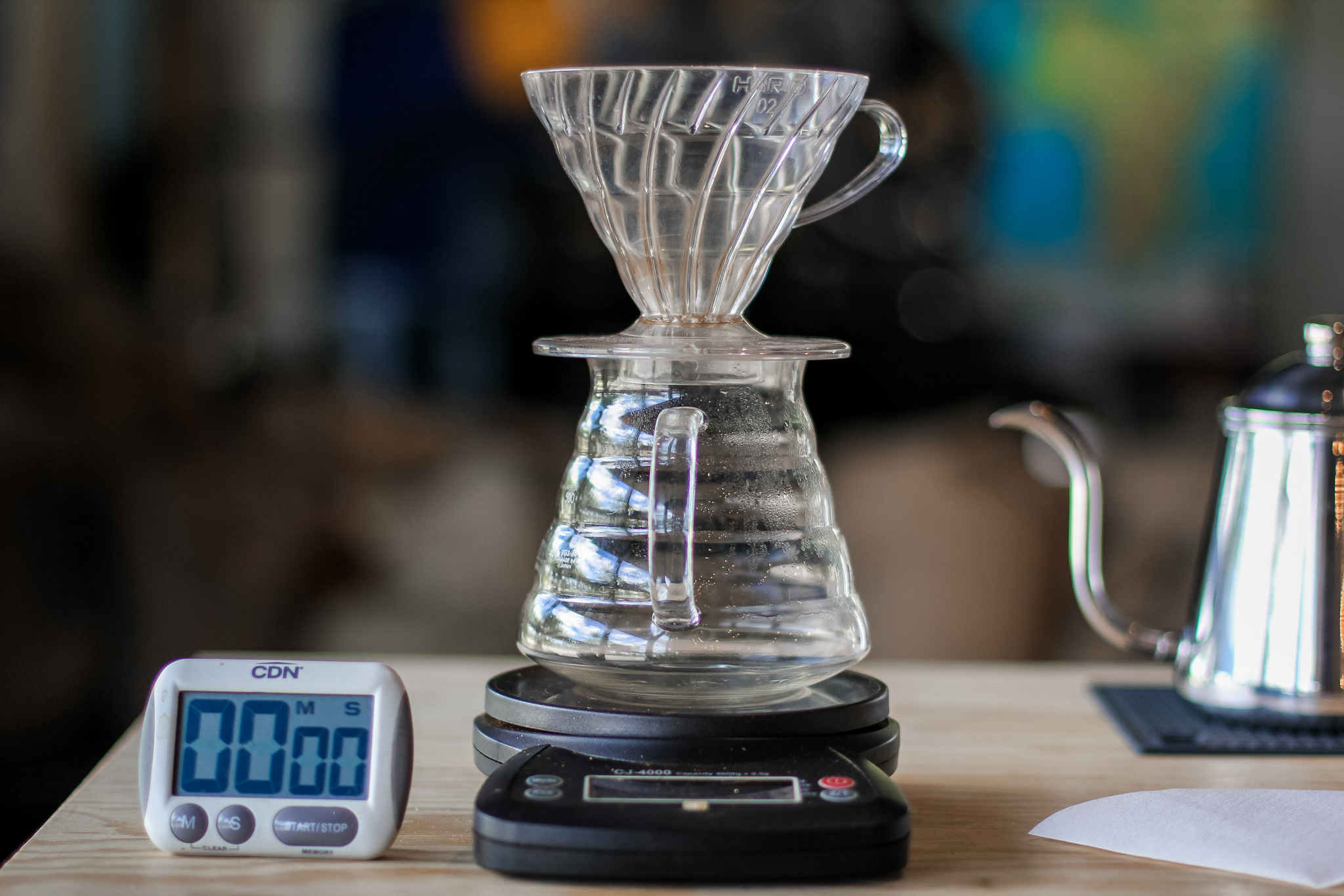 Hario V60 brewing equipment and Wells Coffee beans