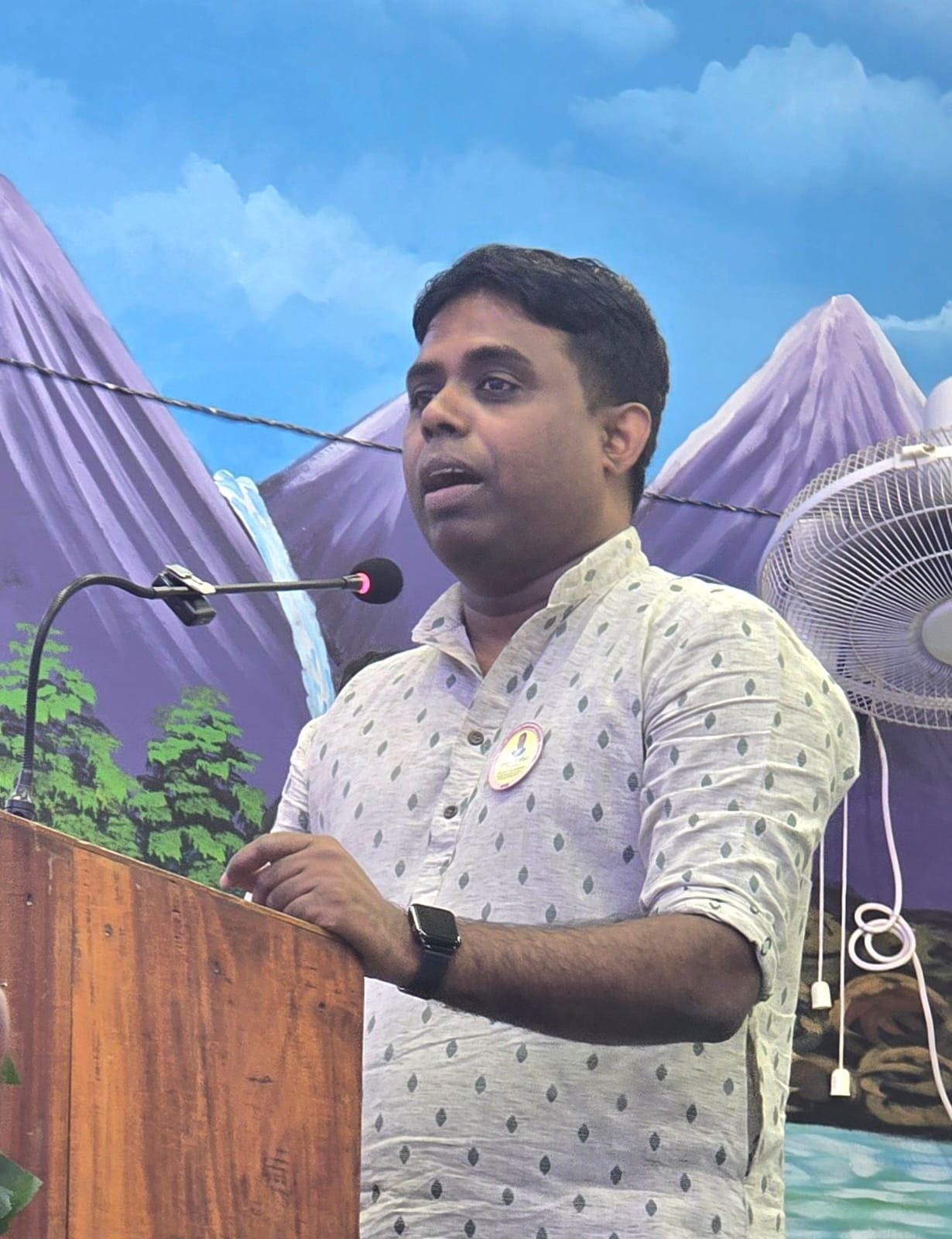 Prof. Balasingam Balagobi speaks during a felicitation ceremony honouring Prof. Thavam Thambipillai in Jaffna on Sunday.