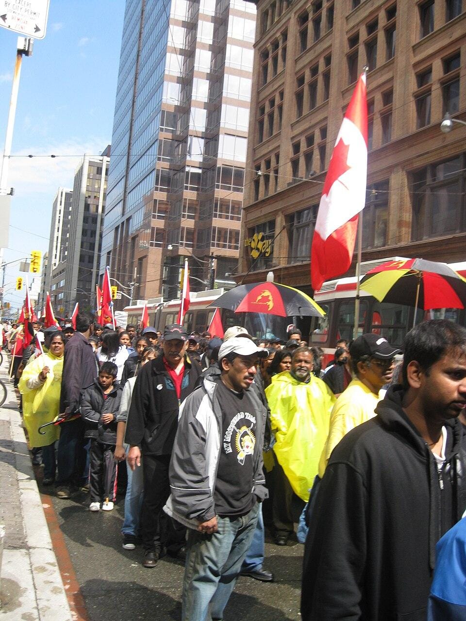Demonstrations by the Tamil diaspora along a busy street in Toronto. Source: Wikimedia Commons