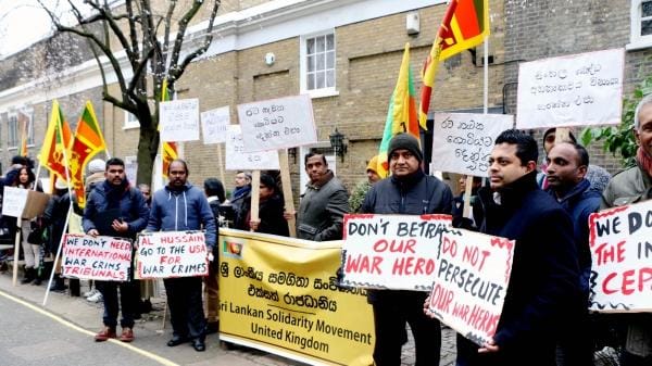 Demonstrations by the Sinhala diaspora against Tamil attempts to seek accountability for incidents during the war. Source: Google Images