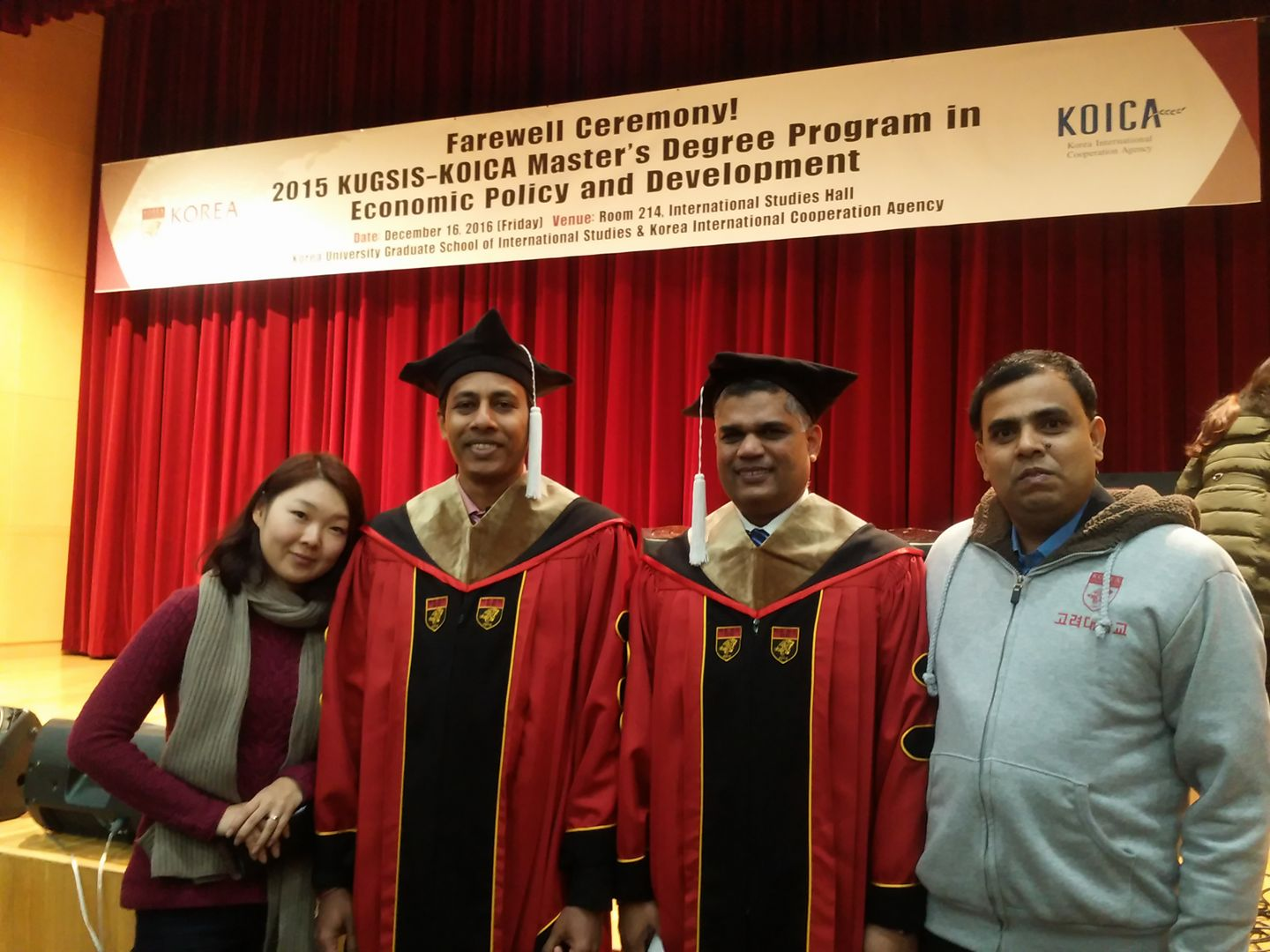 Ranga Nishantha Rajapaksa, second from left, at his master’s degree graduation ceremony.
