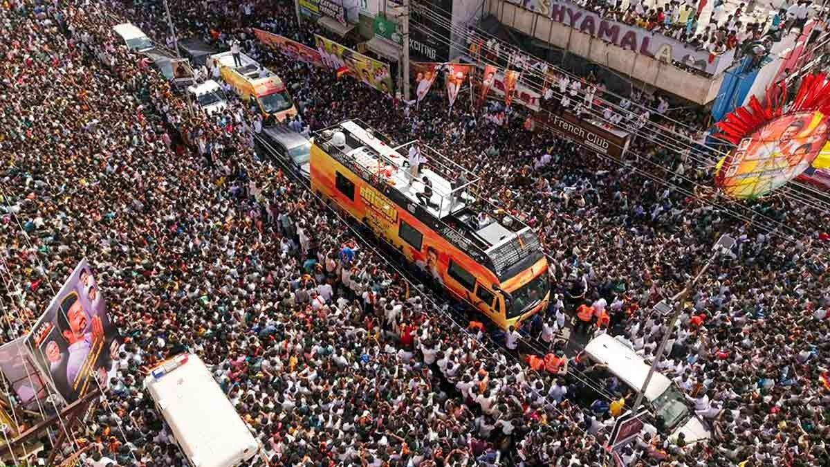Massive crowds gathered across Tamil Nadu as Vijay’s campaign rallies drew unprecedented public support, helping propel his party to a historic electoral victory and signaling a dramatic shift in the state’s political landscape.