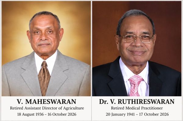 Two Brothers From St. John's College, Jaffna, Die a Day Apart in Canada and Sri Lanka