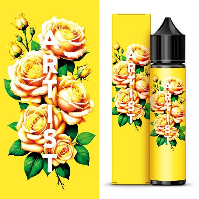 ARTIST Custard Citron des Îles, e-liquide citron custard dans son univers floral jaune et orangé