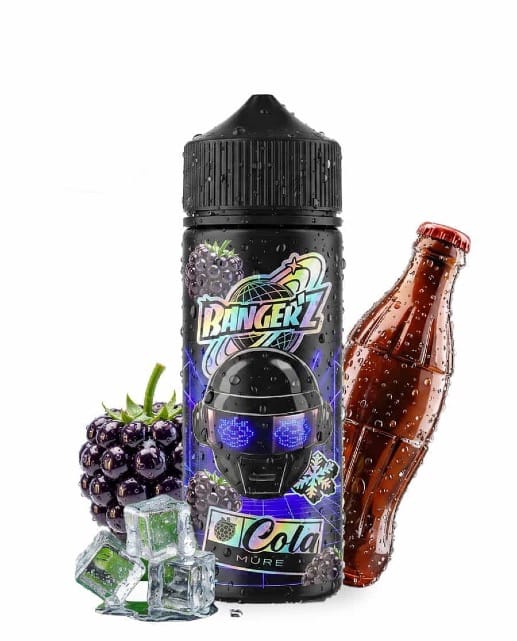 Le e-liquide Banger'z Cola Mûre de CDS Lab illustré avec des mûres et une bouteille de cola.