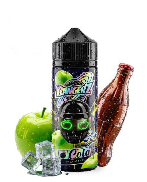 Le e-liquide Banger'z Cola Pomme de CDS Lab illustré avec une pomme verte et une bouteille de cola.