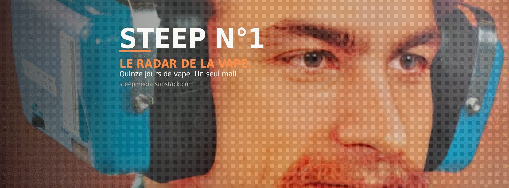 visuel homme avec casque audio 70's - Steep le radar de la vape
