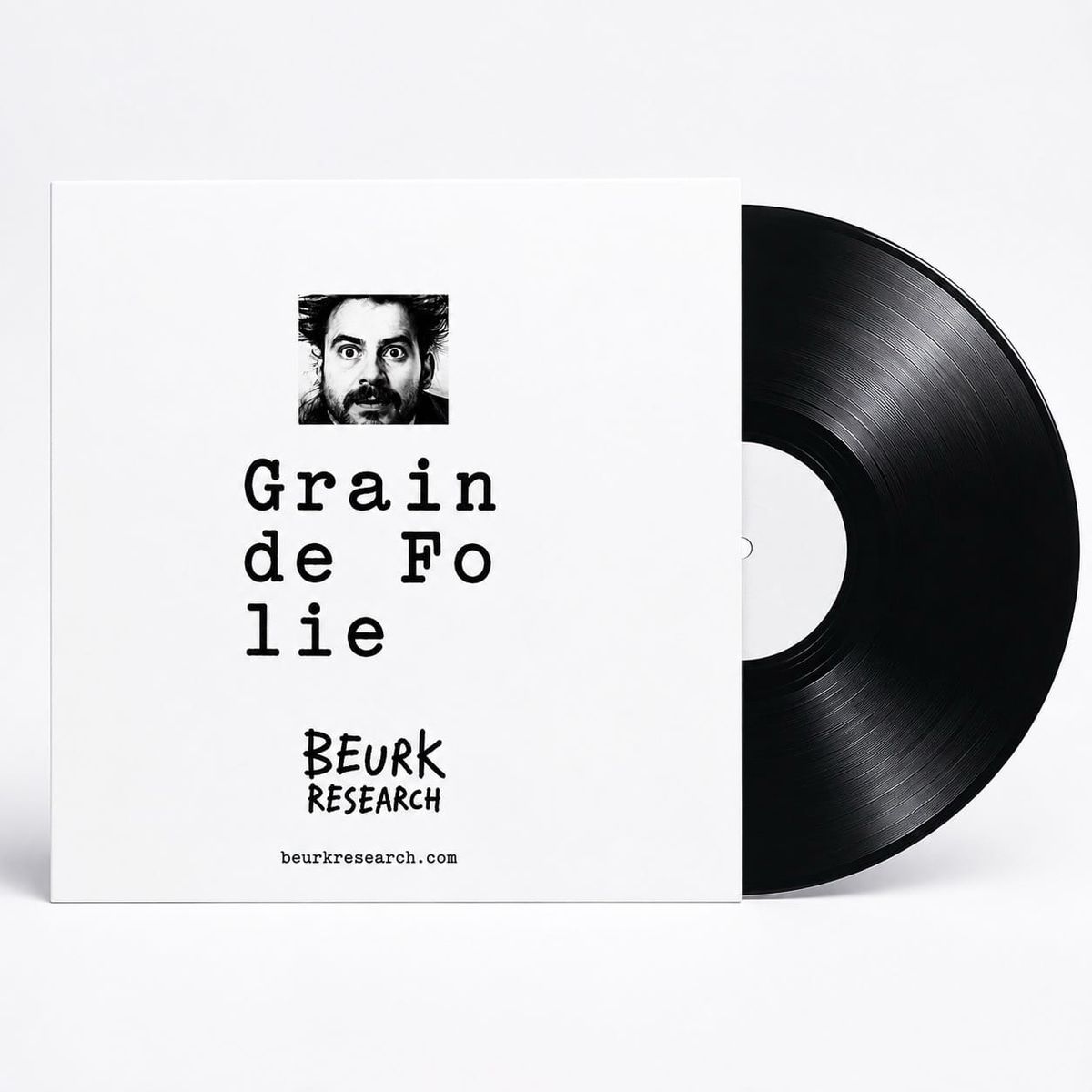 Grain de Folie de Beurk Research mis en scène comme une pochette de disque vinyle