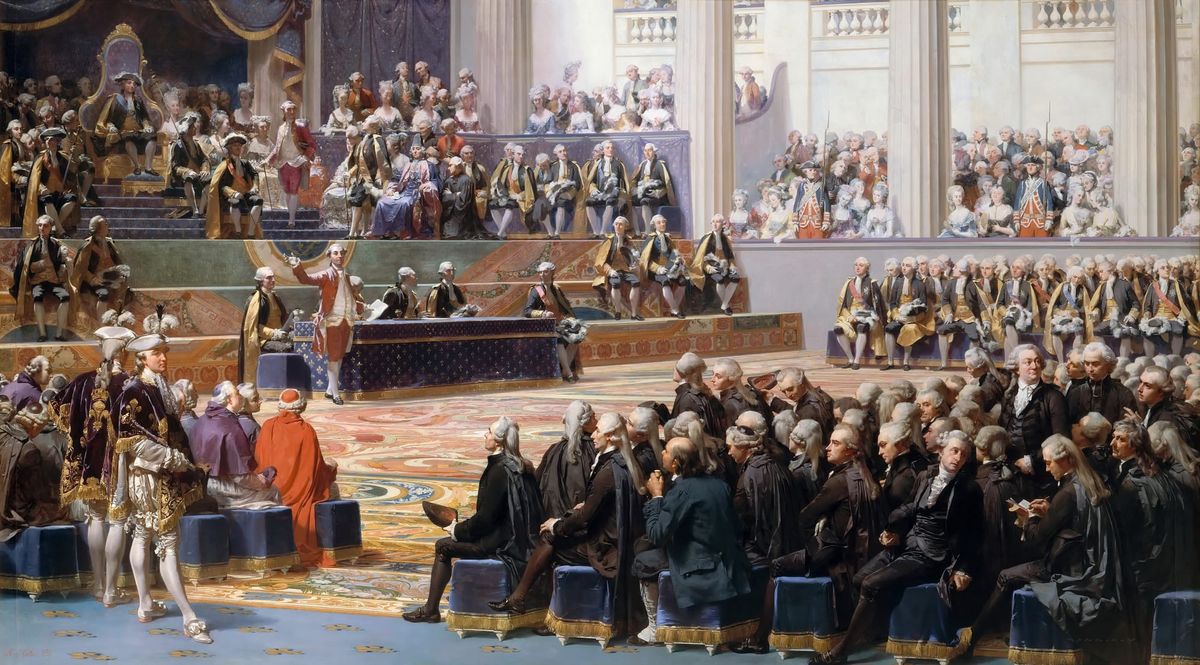 Louis XVI addresses the clergy, nobility and Third Estate at the opening of the Estates General in Versailles in 1789.