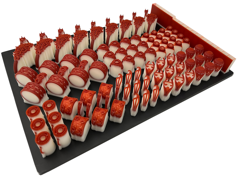 Wax jewellery patterns 3D printed in VisiJet Wax Jewel Ruby