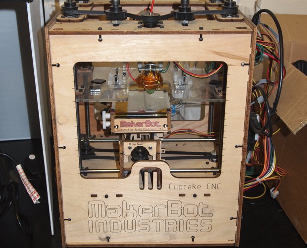 Makerbot Cupcake used to print the scaffolding for bio-engineered pig's bladder footballs 