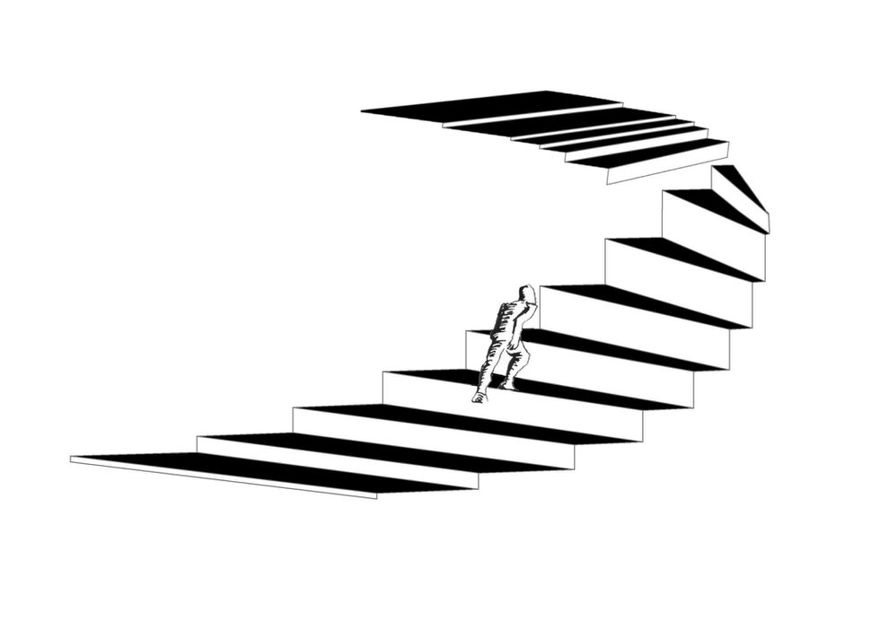 Staircase concept, landscpae house