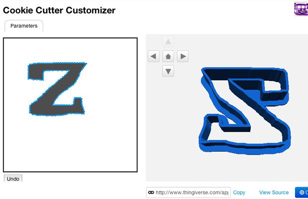 The Design on Thingiverse Customiser