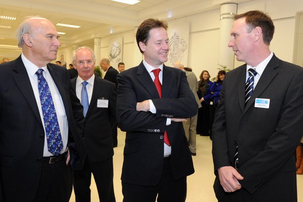 Delcam Demonstrates Robot Machining to Nick Clegg and Vince Cable