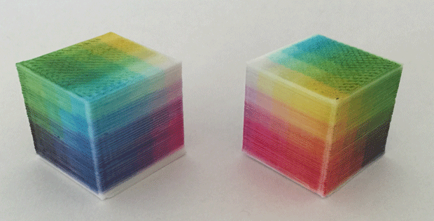 Cubes printed using Lunavast's Direct ot Object Technology