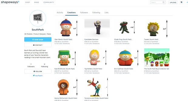 South Park now on Shapeways