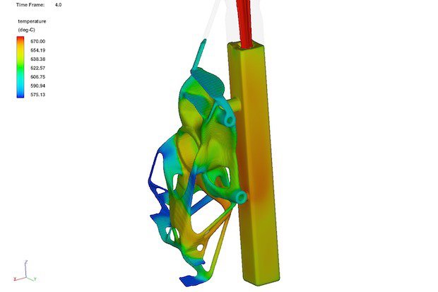 Simulation of liquid aluminium being poured into the mould.  ParaMatters