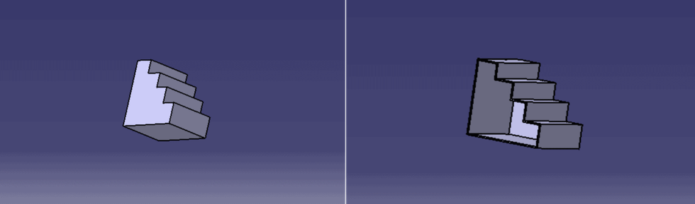 The hollowing removes the inner material of a part to leave a shell