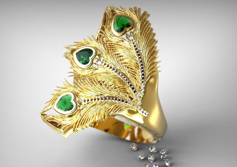 Delcam peacock ring render